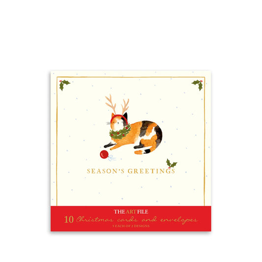 Christmas Cats - Set of 10 Cards