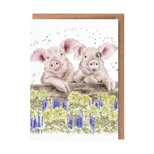 'Nosy Neigh-Boars' Pig Card