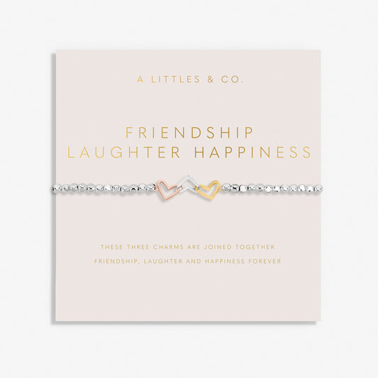 Forever Yours 'Friendship Laughter Happiness' Trio Bracelet In Silver, Gold-Tone And Rose Gold-Tone Plating