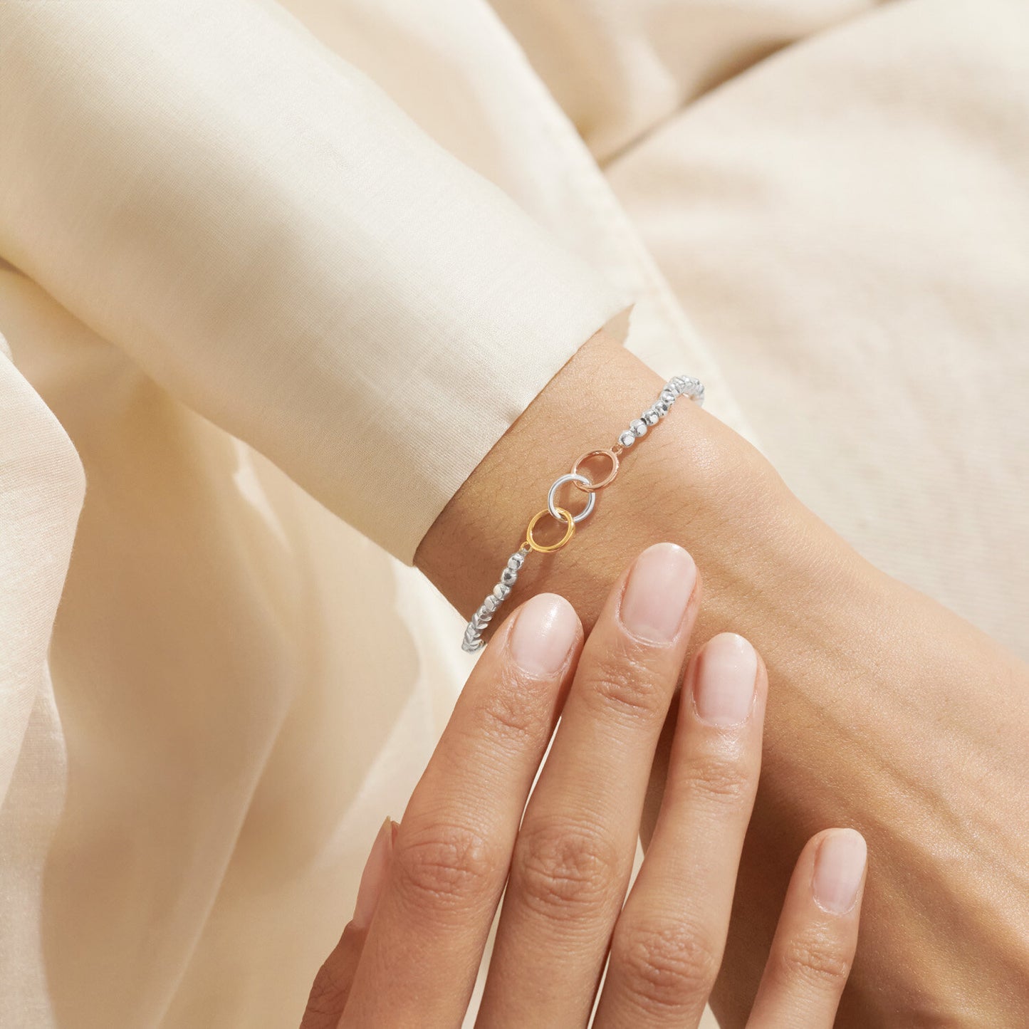 Forever Yours 'Family Forever Together' Trio Bracelet In Silver, Gold-Tone And Rose Gold-Tone Plating