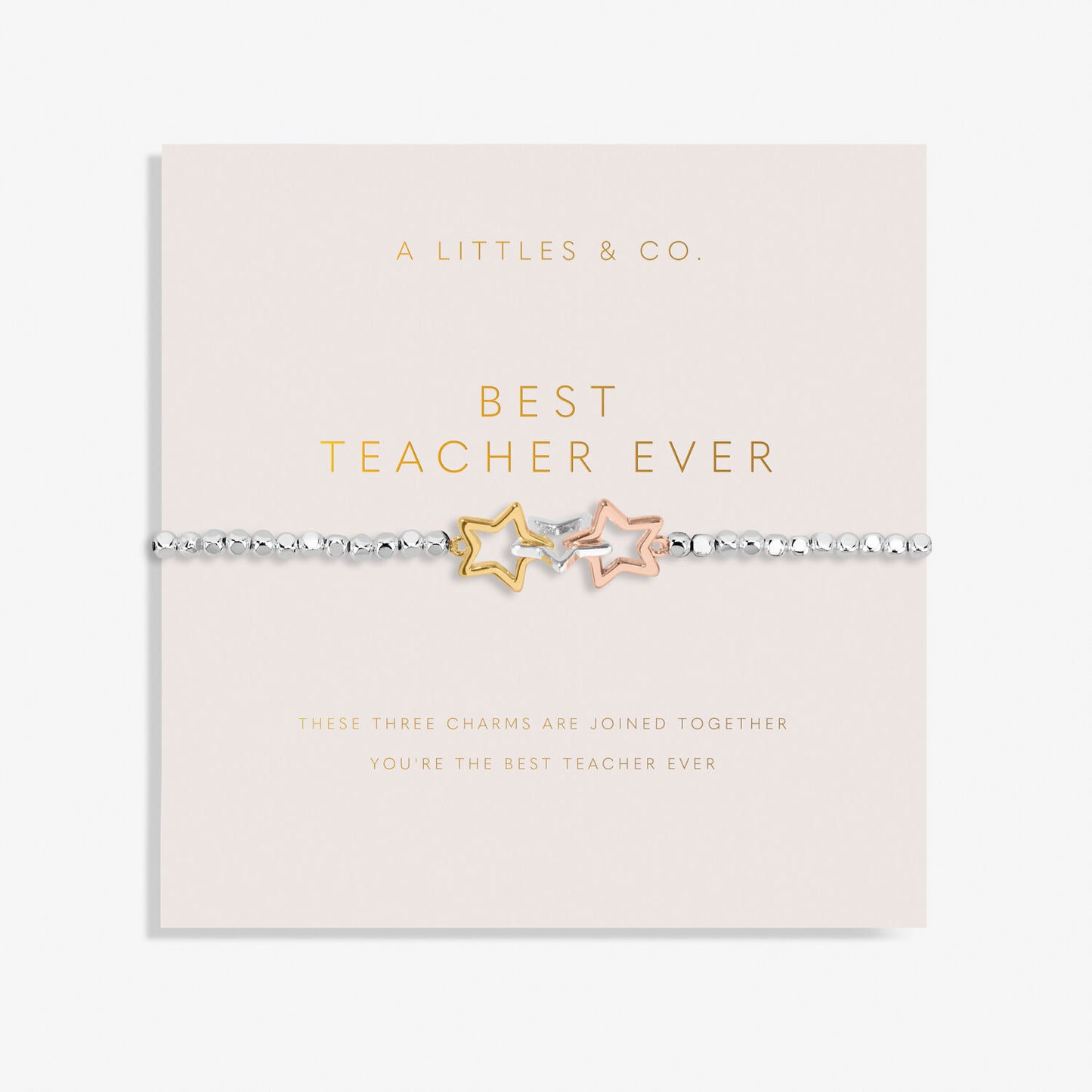 Forever Yours 'Best Teacher Ever' Trio Bracelet In Silver, Gold-Tone And Rose Gold-Tone Plating