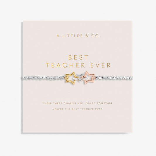 Forever Yours 'Best Teacher Ever' Trio Bracelet In Silver, Gold-Tone And Rose Gold-Tone Plating