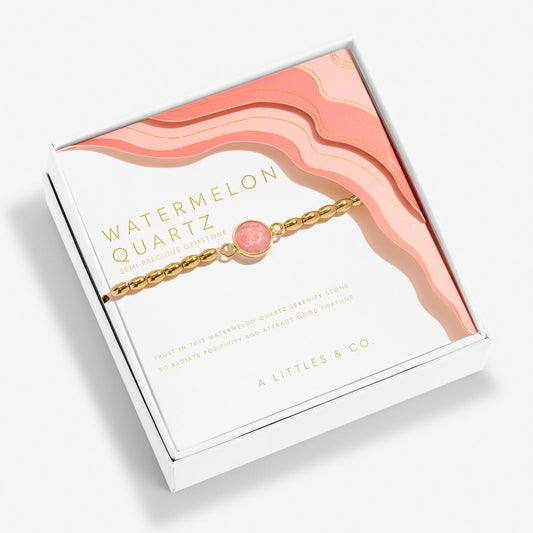 Serenity Stones Watermelon Quartz Bracelet In Gold-Tone Plating