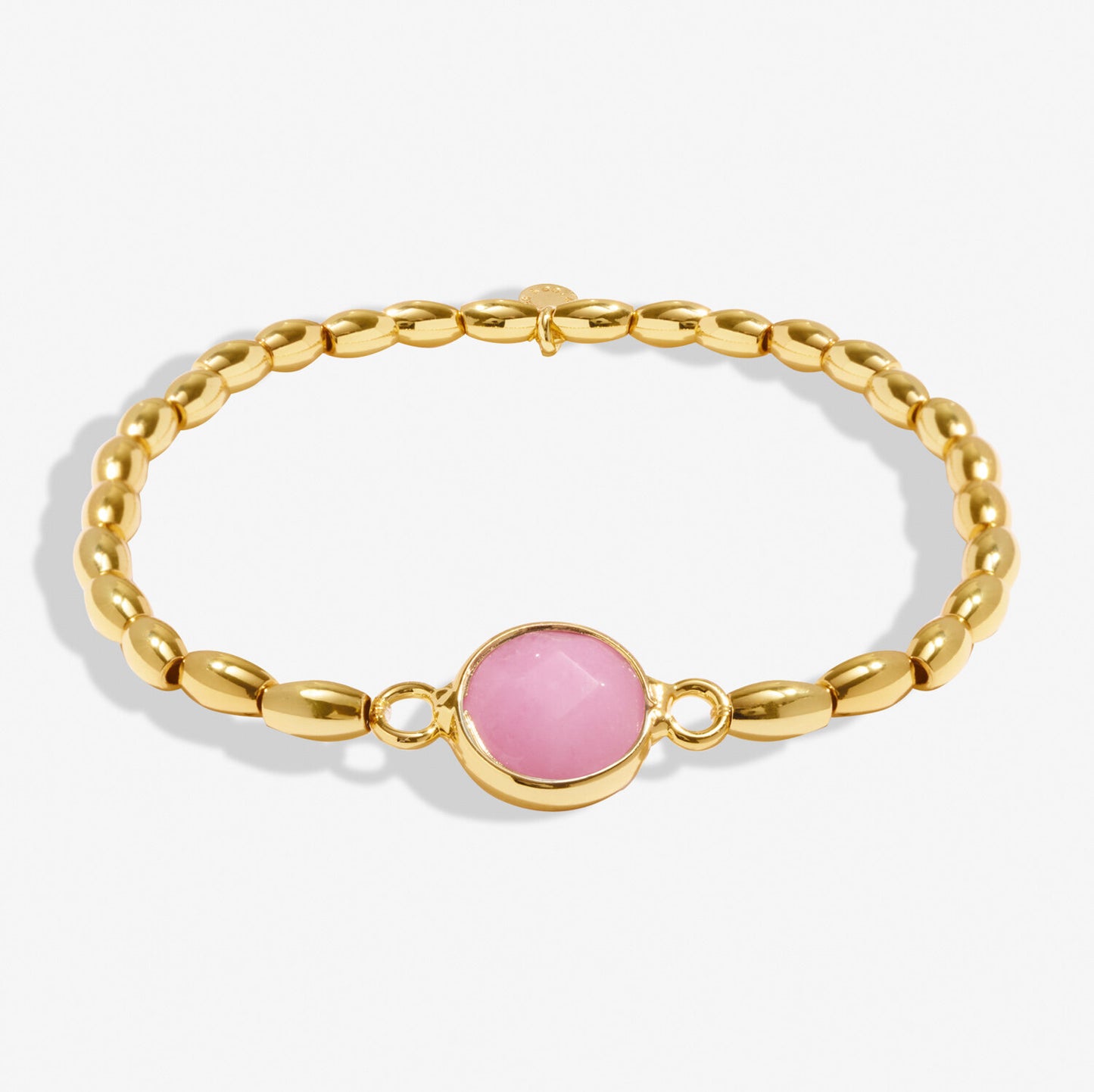 Serenity Stones Pink Jade Bracelet In Gold-Tone Plating