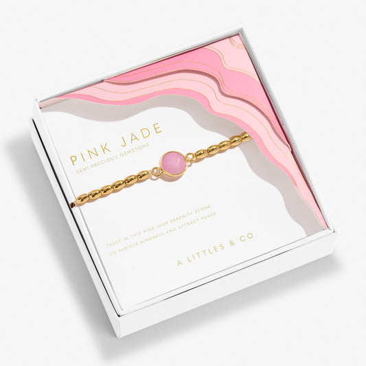 Serenity Stones Pink Jade Bracelet In Gold-Tone Plating
