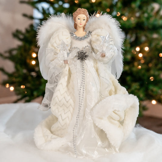 Aurora 14" Ivory LED Angel Tree Topper