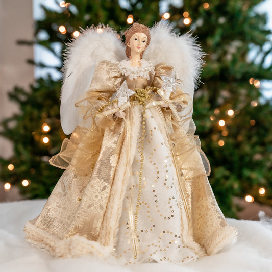 Seraphina 15" Sequin Gold LED Angel Tree Topper