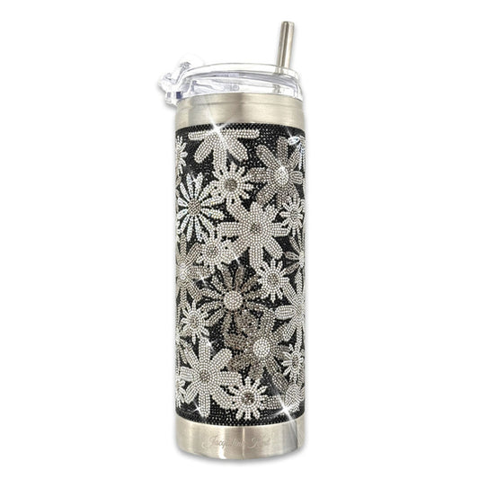 Black Flower Tumbler