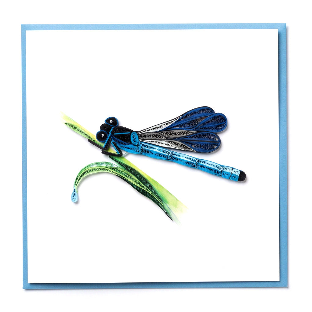 Blue Damselfly Quilling Card