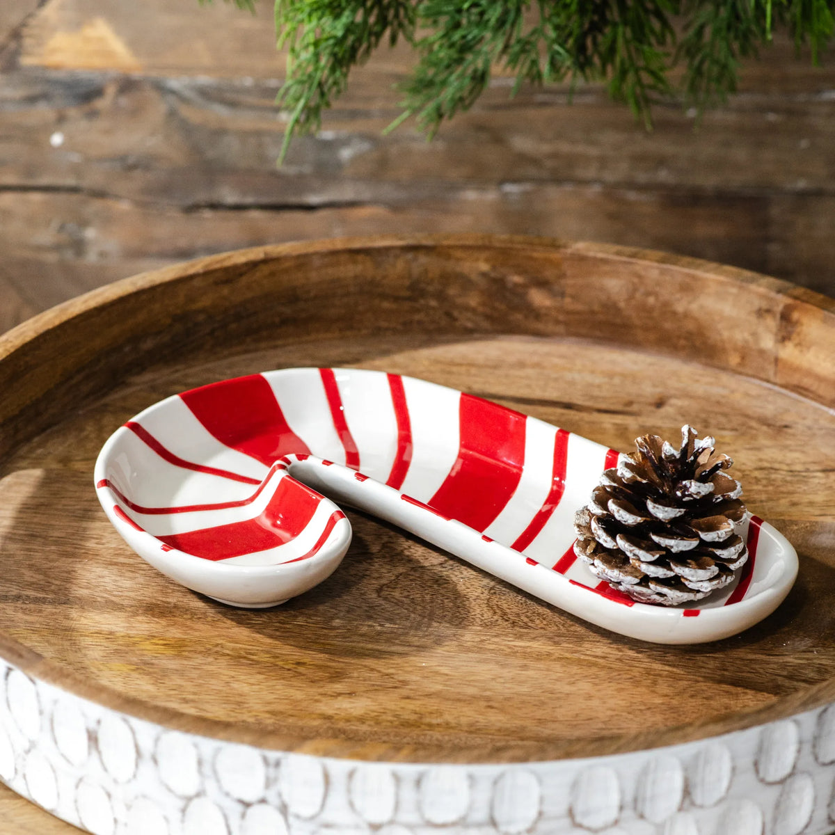 Candy Cane Ceramic Serving Plate