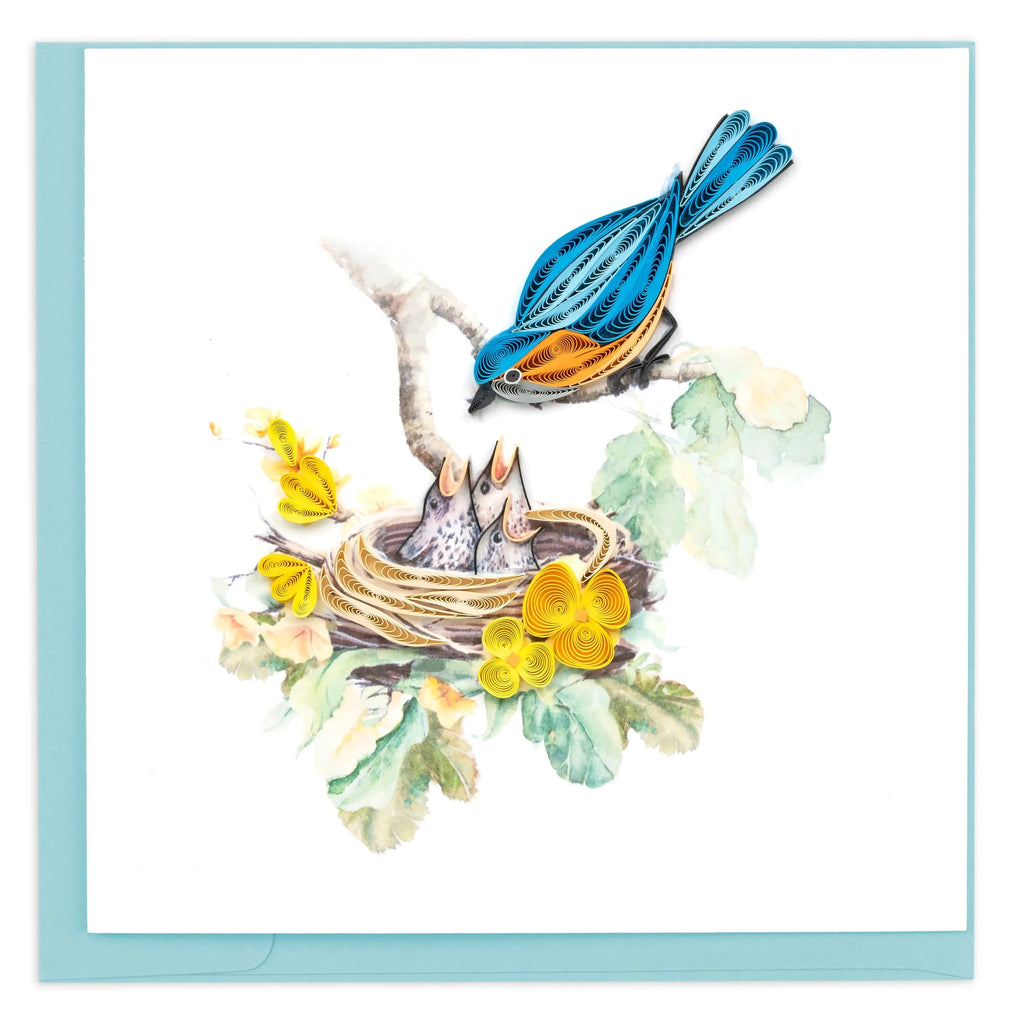 Quilling Card Blue Bird & Babies