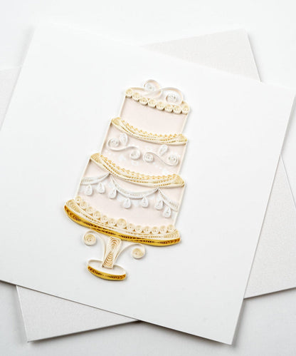 Elegant Wedding Cake Quilling Card