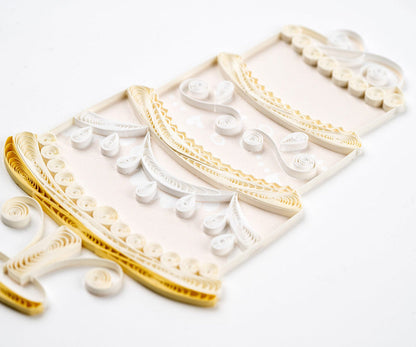 Elegant Wedding Cake Quilling Card