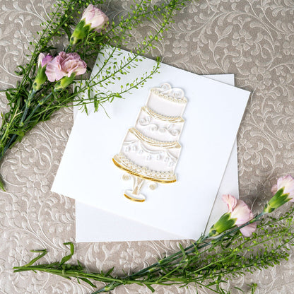 Elegant Wedding Cake Quilling Card