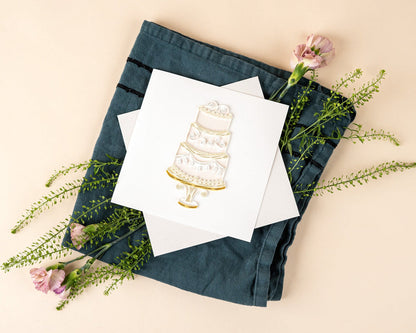 Elegant Wedding Cake Quilling Card