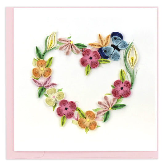 Quilling Card Floral Heart Wreath