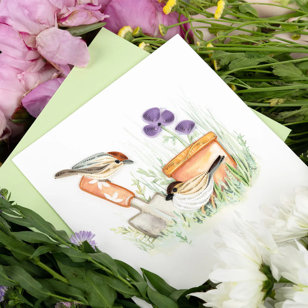 Quilling Card Garden Sparrow