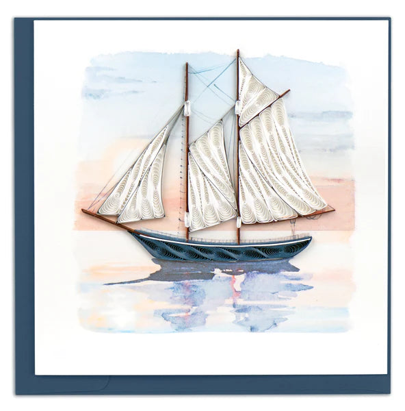 Quilling Card Schooner at Sunset