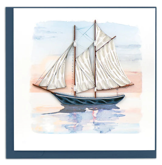 Quilling Card Schooner at Sunset
