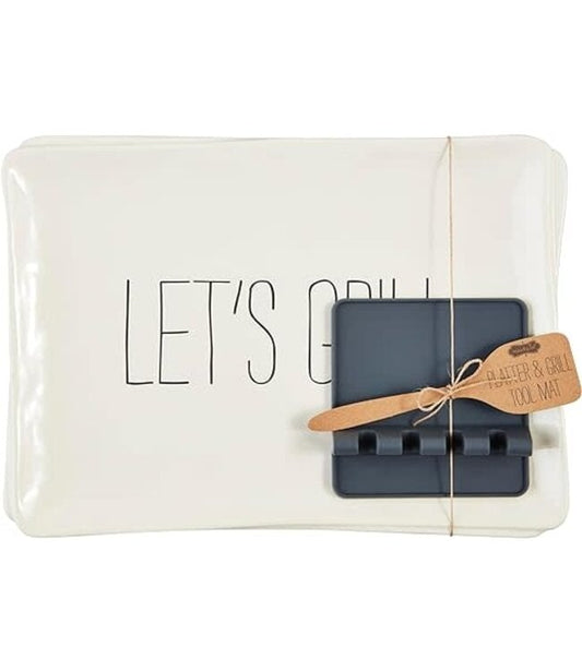 Grill Platter & Tool Mat Set