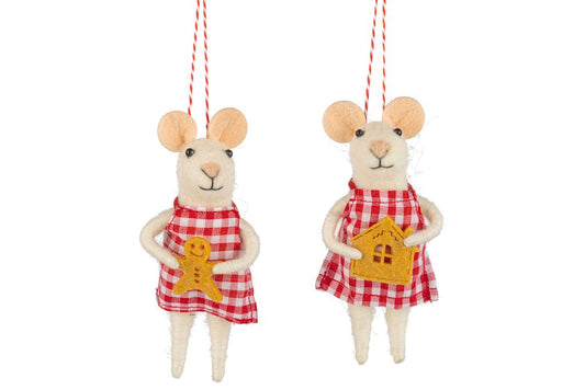 Red Gingham Felt Mouse Ornament