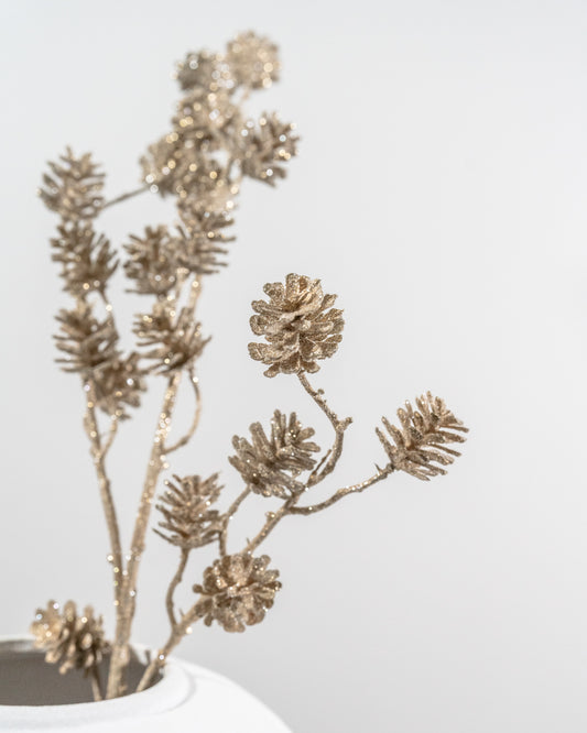 30.5" Gold Glittered Pinecone Spray