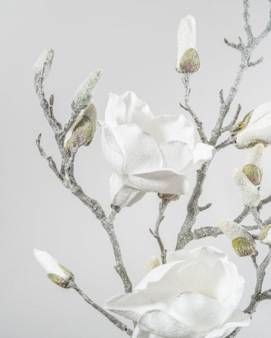 40” Glittered Magnolia Branch