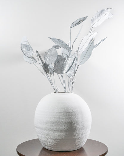 Silver Glitter Magnolia Leaf Spray, 33.5"