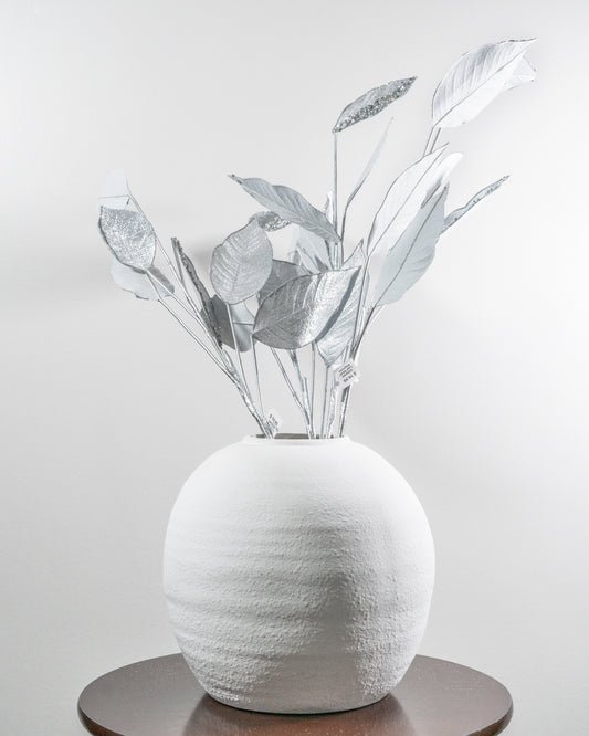 33.5” Glittered Leaf Silver Magnolia