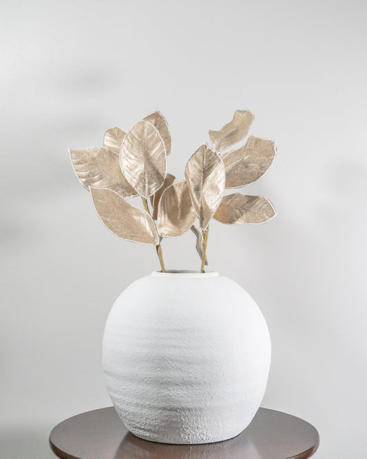 27” Glittered Magnolia Leaf Spray Champagne