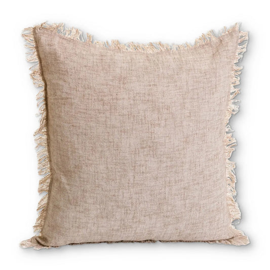 Linen Cotton Fray Ecru Pillow 24 x 24