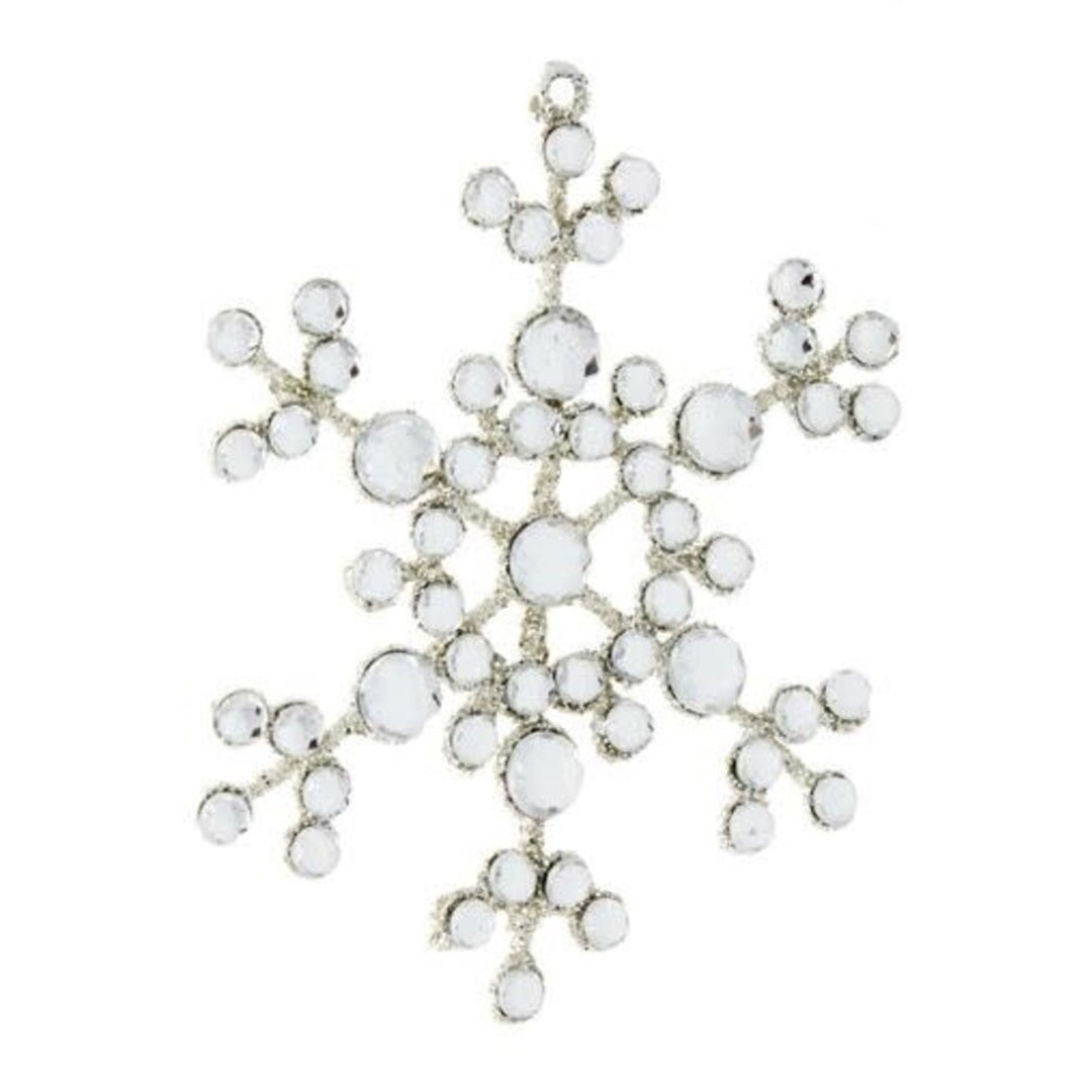 Crystal Jeweled Snowflake Ornament – 4" Silver Holiday Ornament