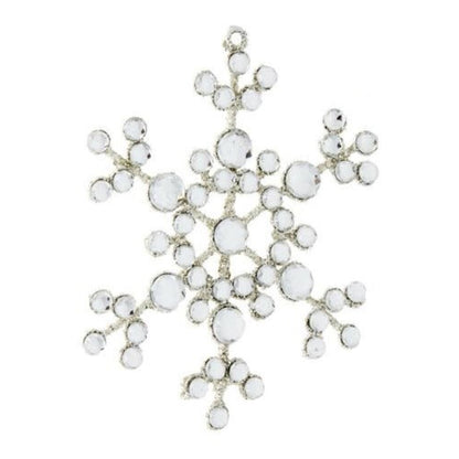 Crystal Jeweled Snowflake Ornament – 4" Silver Holiday Ornament