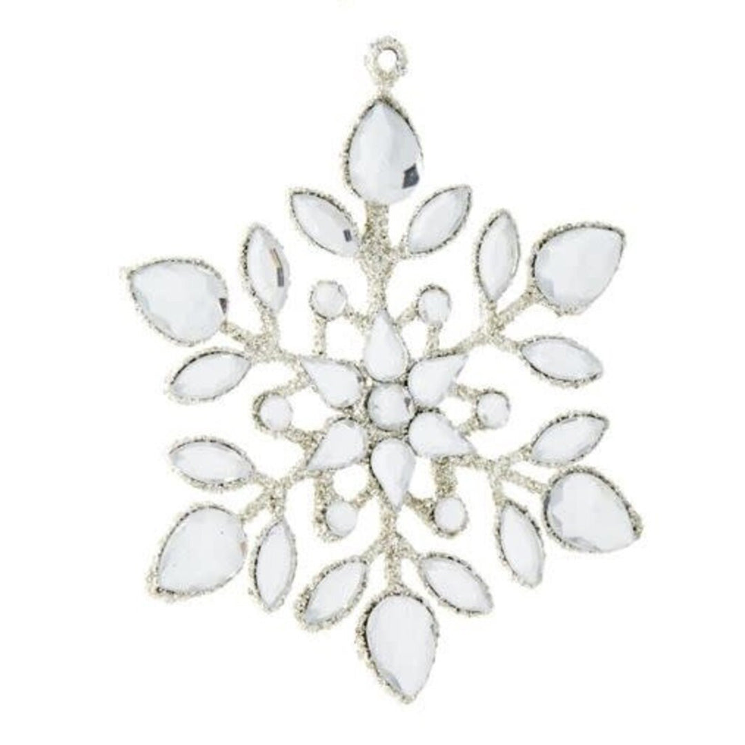 Crystal Jeweled Snowflake Ornament – 4" Silver Holiday Ornament