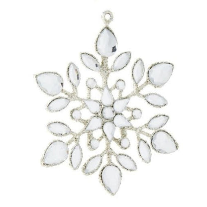 Crystal Jeweled Snowflake Ornament – 4" Silver Holiday Ornament