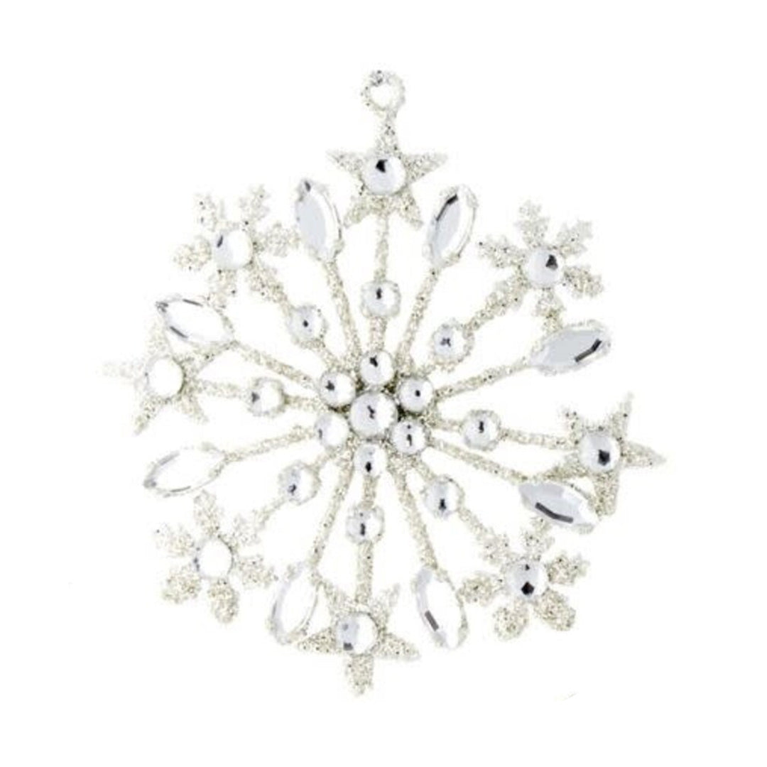 Crystal Jeweled Snowflake Ornament – 4" Silver Holiday Ornament