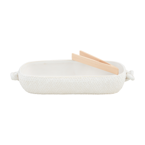 Ceramic Bread Bowl & Tongs